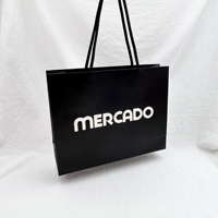 Bolsa de embalaje de cartón blanco con asa de cinta de lujo personalizada, bolsas de papel impresas personalizadas con su propio logotipo