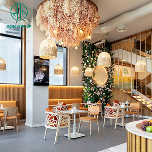 ชุดเฟอร์นิเจอร์ร้านกาแฟร้านอาหารสไตล์โมเดิร์น โต๊ะหินอ่อนทรงสี่เหลี่ยม โครงไม้ เก้าอี้หุ้มหนัง เหมาะสำหรับร้านเบเกอรี่เค้กส้ม ร้านกาแฟ และร้านอาหาร - Product Image 3