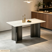 Table à manger rectangulaire élégante haut de gamme en marbre blanc, structure solide et stable, bureau de salle à manger familial