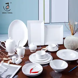 DianTong factory price hotel plain white ceramic tableware set restaurant crockery dinnerware set porcelain dinner set