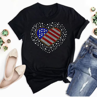 Usine Coeur Forme Strass Transfert De Chaleur pour T-shirt Drapeau Personnalisé Strass Appliques Hot Fix Strass Motif