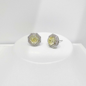 wholesale plata 925 sterling silver pink zirconia <b>earring</b> <b>fine</b> jewelry Hexagon Everyday Wear Luxury Women stone <b>stud</b> <b>earrings</b> - Product Image 1