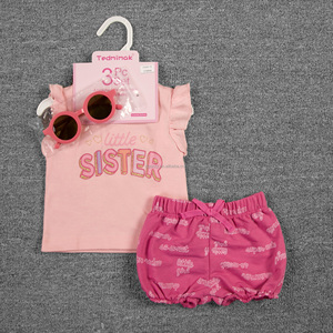 Set Neonato 3 Pezzi 0-18 Mesi Stile Casual 100% <span class=keywords><strong>Cotone</strong></span> Magliette <span class=keywords><strong>Pantaloncini</strong></span> Vestiti Estivi Carini Vendita all'Ingrosso Mix - Product Image 6