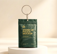 En gros, mini pochette stand-up personnalisée en aluminium refermable avec porte-clés, sac d'emballage vierge, porte-clés breloque pour cadeau souvenir