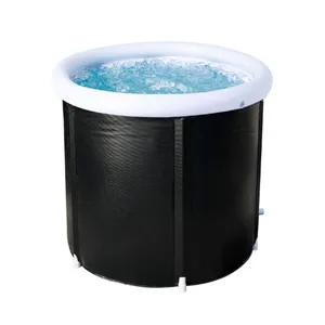 Vanace bak mandi PVC lipat, bak mandi es dingin pemulihan olahraga portabel luar ruangan dengan tutup