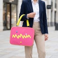Tas Laptop Jinjing Berbahan Polyester Motif Gelombang Warna-warni, Dilengkapi Bantalan Empuk, Pasokan Pabrik