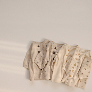 Pyjamas style coréen pour enfant, ensemble 2 pièces, pour bébés, garçons et filles, manches longues, boutons gaufrés, motifs floraux, maison, nouvelle collection - Product Image 3