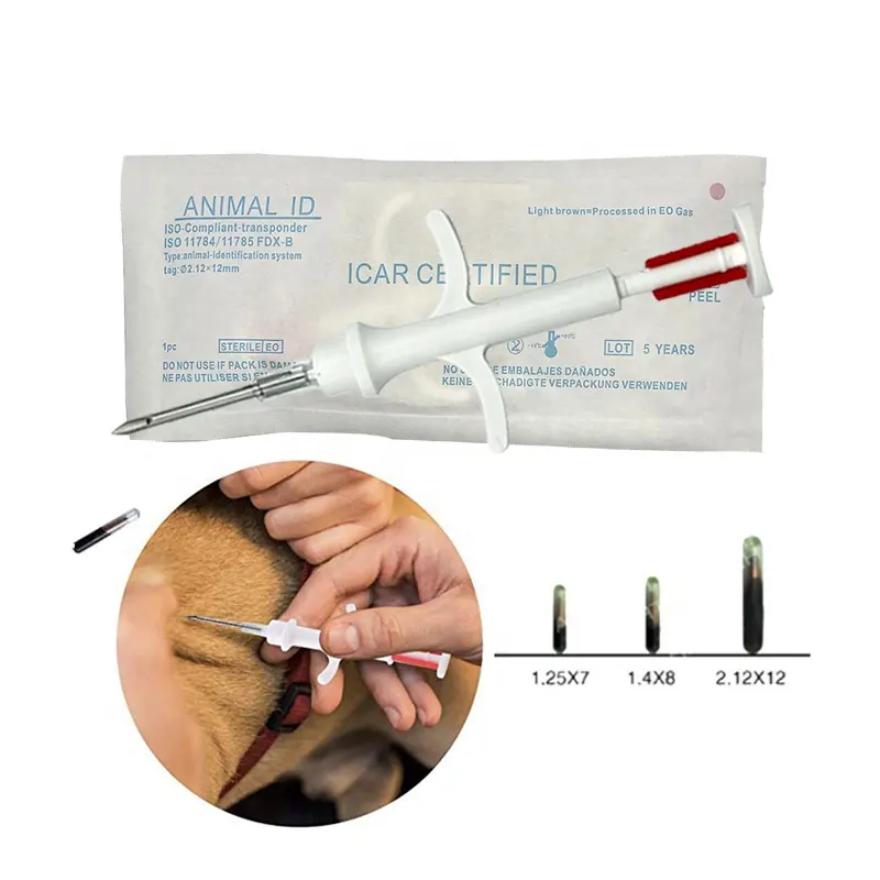CMRFID FDX-B 134.2kh RFID animal tag Injectable 12mm 8mm 7mm Syringe Implant Micro chip dog microchip for pet ID management