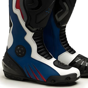 Bottes de moto en cuir respirantes et coupe-vent personnalisées, bottes de moto de course de qualité supérieure pour pilotes professionnels, vente en gros - Product Image 4