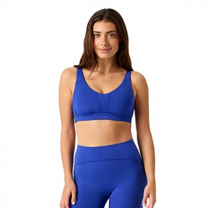 2023 Custom Recycled Sports <b>Bra</b> for Women Contrasting Color Gym Tops with Back Pocket Plus Size Options - Product Image 3