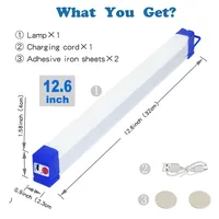 Tube lumineux LED rechargeable USB 5V, éclairage d'urgence, camping, magnétique, portable, marché nocturne, extérieur, véhicule, bande rigide
