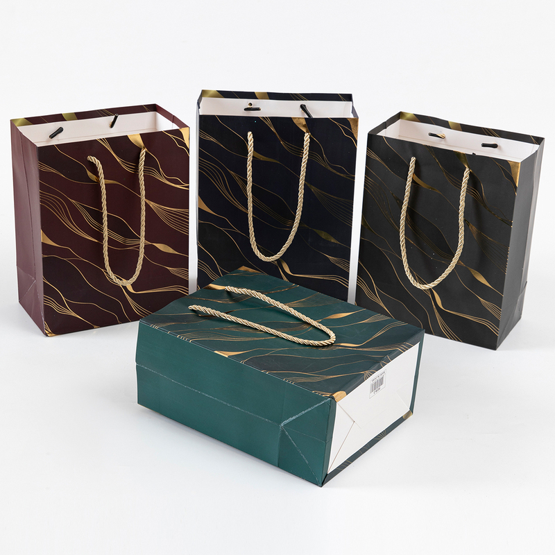 Dark Green Gold Foil Wave Patterned