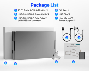 Extender layar 3 Quad-Display 15.6 inci, layar portabel LCD rotasi otomatis Laptop 1080P Full HD koneksi Tipe C - Product Image 6