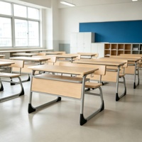 Fournitures scolaires en Libye, ensembles de table et bancs doubles Werzalit, bureau en bois pour salle de classe, bureau et chaise connectés