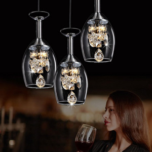 Ciondolo luce cucina isole pranzo K9 lampadario in cristallo Wineglass lampada a sospensione Bar fumo caffè - Product Image 5