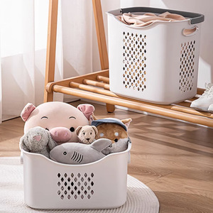 Collapsible Laundry <b>Basket</b> Rectangle PP Plastic Clothing Organizer With Compartment For Home Bathroom Use - Product Image 3