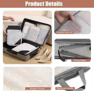 <span class=keywords><strong>Set</strong></span> di 5 Cubi e Borse per Compressione e Organizzazione con Chiusura a Zip, Maniglia Laterale e Rete, Organizzatori per Valigie da Viaggio per Risparmiare Spazio sui Vestiti - Product Image 3