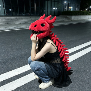 Sweat à capuche amusant en forme de squelette de dinosaure avec dos en peluche, costume de jeu de rôle squelette de dinosaure, décoration de fête d'Halloween - Product Image 1