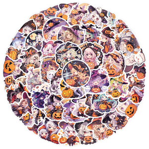 Pegatina de dibujos animados impermeable con grafiti de Halloween para equipaje, teléfono móvil, taza de agua, decoraciones creativas para cuadernos y diarios. - Product Image 3