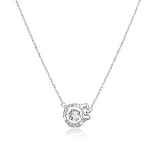 Xl1527 Women's White <b>Gold</b> <b>Crystal</b> Pendant <b>Necklace</b> With Bowknot Design Rhodium Plated 925 Silver Box Chain Cute Everyday Wear - Product Image 1