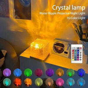Factory Sales Square Projector Romantic 16 Colors Dynamic Rotating Water Ripple <b>Remote</b> Control Table Lamp for Gift Home Decor - Product Image 5