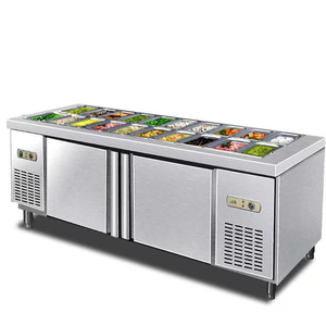 Table de préparation de salades réfrigérée et <span class=keywords><strong>comptoir</strong></span> de bar en acier inoxydable 304 de qualité commerciale avec refroidissement par ventilateur et compresseur pour restaurants - Product Image 2