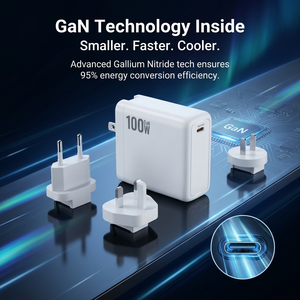 อะแดปเตอร์ GaN PD 100W ชาร์จเร็วสำหรับแล็ปท็อป โทรศัพท์ แท็บเล็ต ช่องเสียบ USB-C พร้อมปลั๊กเปลี่ยนได้ EU US UK AU สำหรับ <span class=keywords><strong>iPhone</strong></span> - Product Image 4