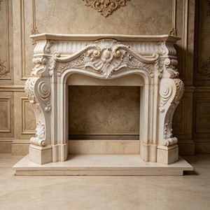 Cheminée d'Intérieur Style Europé<span class=keywords><strong>en</strong></span> <span class=keywords><strong>en</strong></span> <span class=keywords><strong>Pierre</strong></span> Coulée, Autoportante, <span class=keywords><strong>en</strong></span> Marbre et Bois, pour Chauffage Extérieur/Intérieur, Décorative, <span class=keywords><strong>Taille</strong></span> Personnalisée - Product Image 1