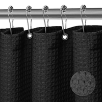 Rideau de douche en tissu polyester lavable en machine, rideau de bain pour salle de bain, 12 crochets métalliques, imperméable, 180x200CM, motif gaufré