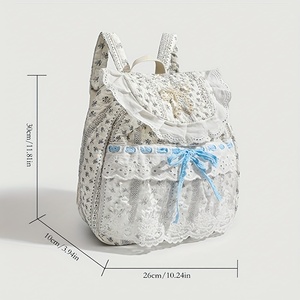 Mochila <span class=keywords><strong>de</strong></span> ocio <span class=keywords><strong>de</strong></span> mujer con correas ajustables <span class=keywords><strong>de</strong></span> lazo azul <span class=keywords><strong>de</strong></span> encaje <span class=keywords><strong>de</strong></span> algodón suave personalizada - Product Image 5