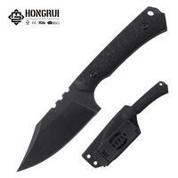 Couteau de chasse Hongrui 2026, nouvelle arrivée, lame en acier 7cr17, style Tanto, lame fixe avec manche en fibre de carbone, pour la survie en forêt