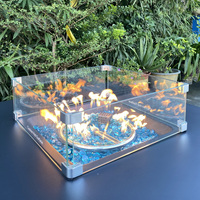 32 pouces carré Firepit Table Revêtement en poudre Brûleur noir Propane Gas Outdoor Glass Fire Pit Bowl