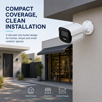 Caméra mini-bullet Hik Full Color Night Vision 4-en-1 analogique 2MP 1080P CMOS H.265 IP67 avec détection AI des personnes/véhicules et micro intégré