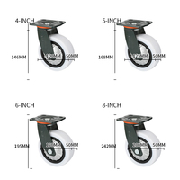 Roulettes pivotantes robustes en polyuréthane de 4 pouces, type fixe, avec frein pour chariot