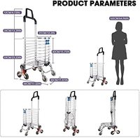 Caddies pliables pour épicerie chariot à main Portable d'escalade d'escalier avec panier chariot à linge utilitaire avec 8 roues