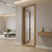 Porte en bois massif moderne de haute qualité avec moustiquaire en fibre de verre pour usage intérieur, ouverture battante, insonorisée et économe en énergie, pour villa et manoir