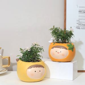4 Couleurs Cartoon Plant Gardening Potted Fruit Baby Face Planter Decorative Desk Succulent Storage Bonsai Ornaments Flower Pot - Product Image 1