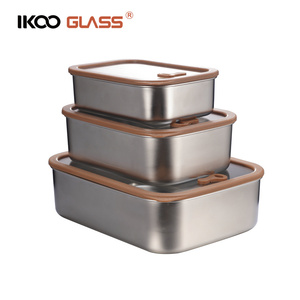 IKOO new design high quality lunch box stainless steel lunch box with glass lid