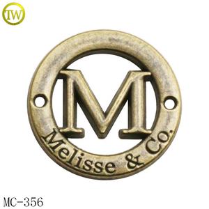 Seng Aloi bikini perangkat keras cetakan logam tag pakaian renang aksesori 2 lubang logam label emas piring untuk jeans - Product Image 5