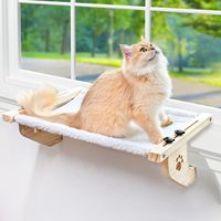 Hamac pour chat robuste perchoir de fenêtre grande literie pour chat avec cadre en bois et en métal pour utilisation avec seuil de fenêtre