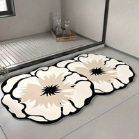 Tapis de bain antidérapant en diatomite à motif floral personnalisé, absorbant et doux, pour salle de bain