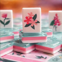 Ensemble de Mahjong Art Déco de Luxe 1*1.44 Tuiles Imprimées sur Acrylique Personnalisées Incluant les Tuiles Vent, Dragon et Joker Parfait pour les Collectionneurs ou les Fêtes