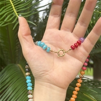 Collar de Piedras Preciosas con Cuentas, de Acero Inoxidable, Hecho a Mano, para Mujer, Ideal para Vacaciones de Verano en la Playa, Venta al Por Mayor
