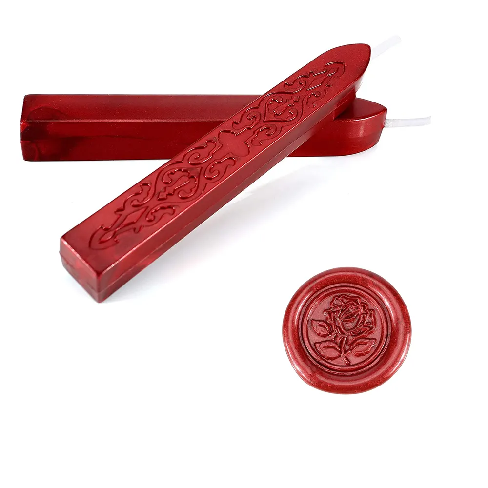 Metallic Red Sealing Wax Sticks Totem Fire Manuscript Wax Seal Beads Sticks with Wicks for Wax Seal Stamp