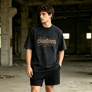 T-shirts Boxy Vintage Oversize en Coton 100% Imprimé de Haute Qualité, Coupe Courte, Grammage Lourd, Effet Délavé à l'Acide, Style Streetwear Personnalisé - Product Image 2