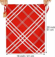 Vente en gros Sac de rangement en toile à rayures avec cordon de serrage Sacs-cadeaux de Noël réutilisables avec logo imprimé sur mesure