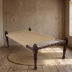 woven <b>bed</b> charpai made of cotton or jute cord outdoor <b>bed</b> - Product Image 3