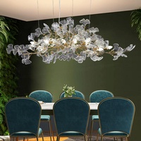Lustre LED long en cristal, hauteur réglable, intensité variable, CRI 90, garantie 3 ans, pour salle à manger et cuisine