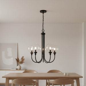 Lustre vintage noir, lampe à <span class=keywords><strong>boules</strong></span> de verre rétro industrielle, luminaire de plafond pour salle à manger, chambre à coucher - Product Image 4