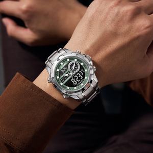 Montre chronographe analogique-numérique de luxe SMAEL 6050, étanche, lumineuse, avec alarme, boîtier/cadran en alliage, bracelet en acier inoxydable - Product Image 4